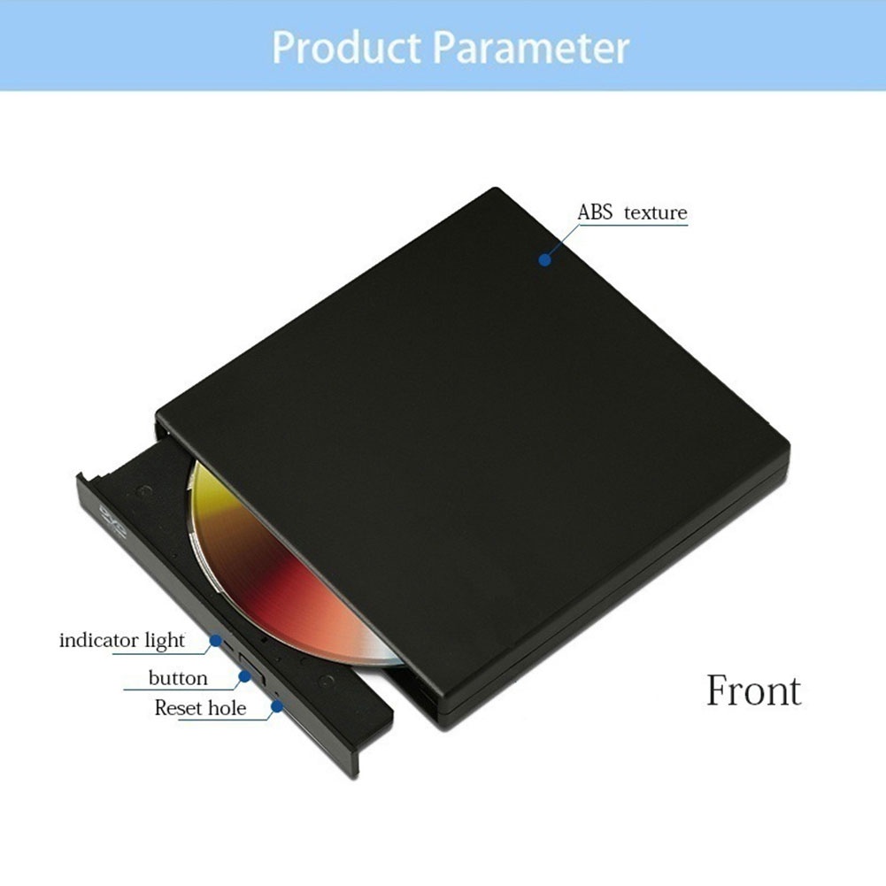 External DVD Drive CD ROM Drive Slim Portable Optical Drive Burner Rewriter untuk PC / Laptop