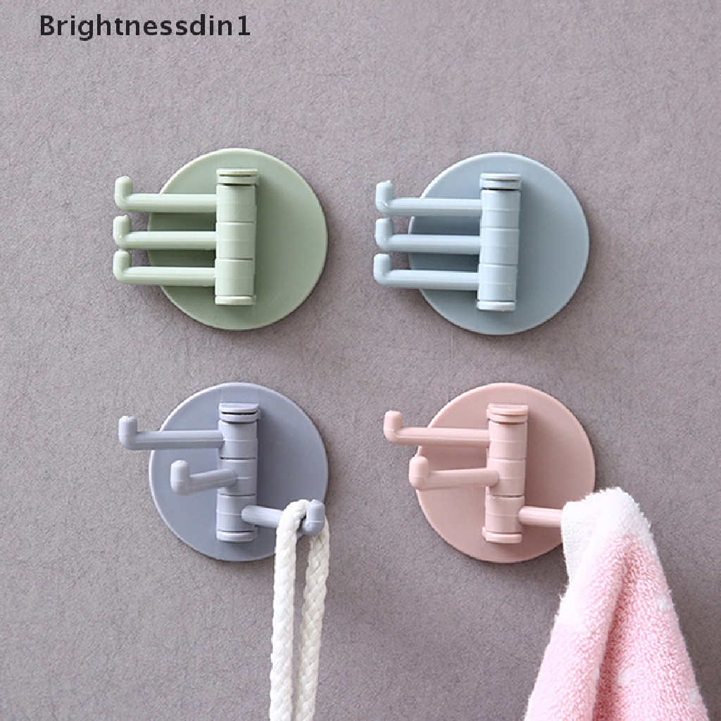 [Brightnessdin1] Kait Kamar Mandi Kreatif Mulus Tempel 3cabang Rotag Kait Dapur Dinding Kait Butik