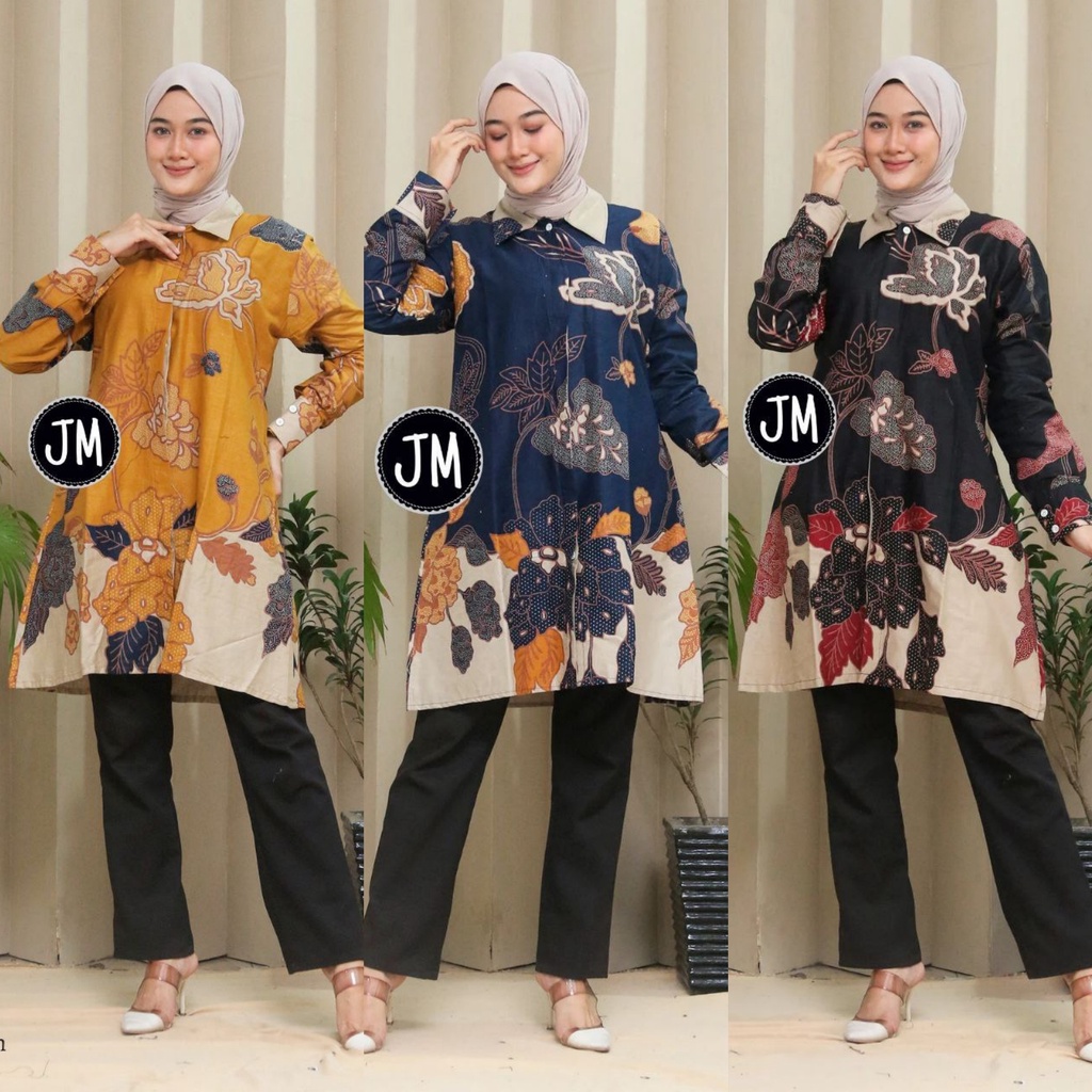 Baju Batik Wanita Modern Tunik Batik Wanita Atasan Batik Kerja Kantor Wanita