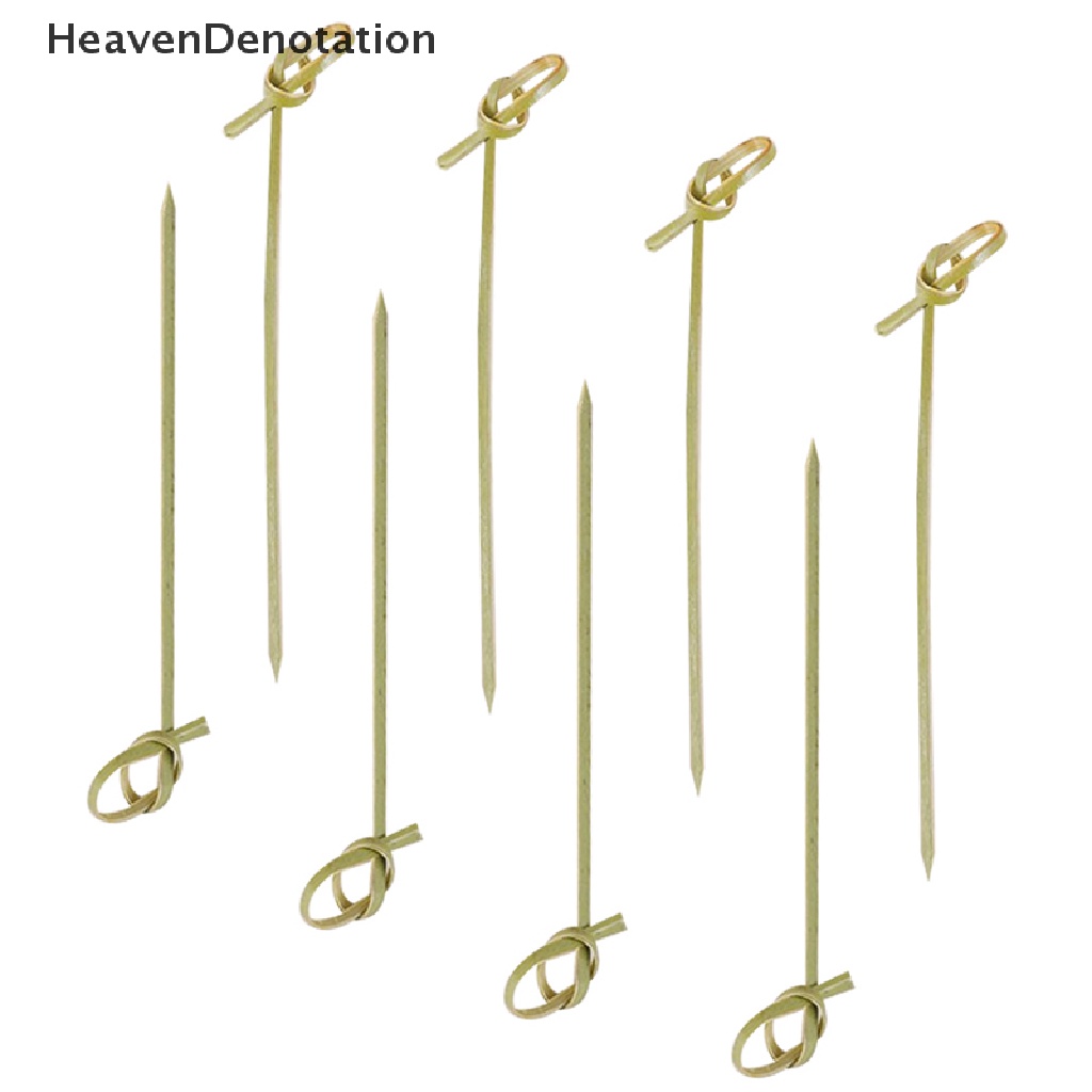 [HeavenDenotation] 100pcs / bag Party Disposable Tableware Cocktail Knotted Bamboo Pick Fruit Skewer HDV