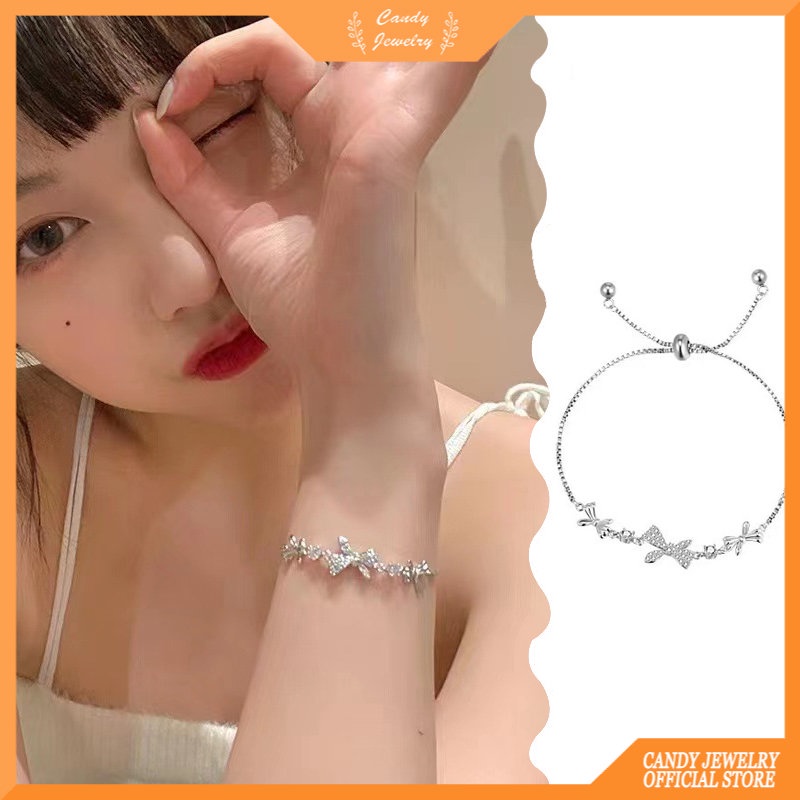 Gelang Desain Butterfly Bahan Zircon Gaya Korea Untuk Wanita