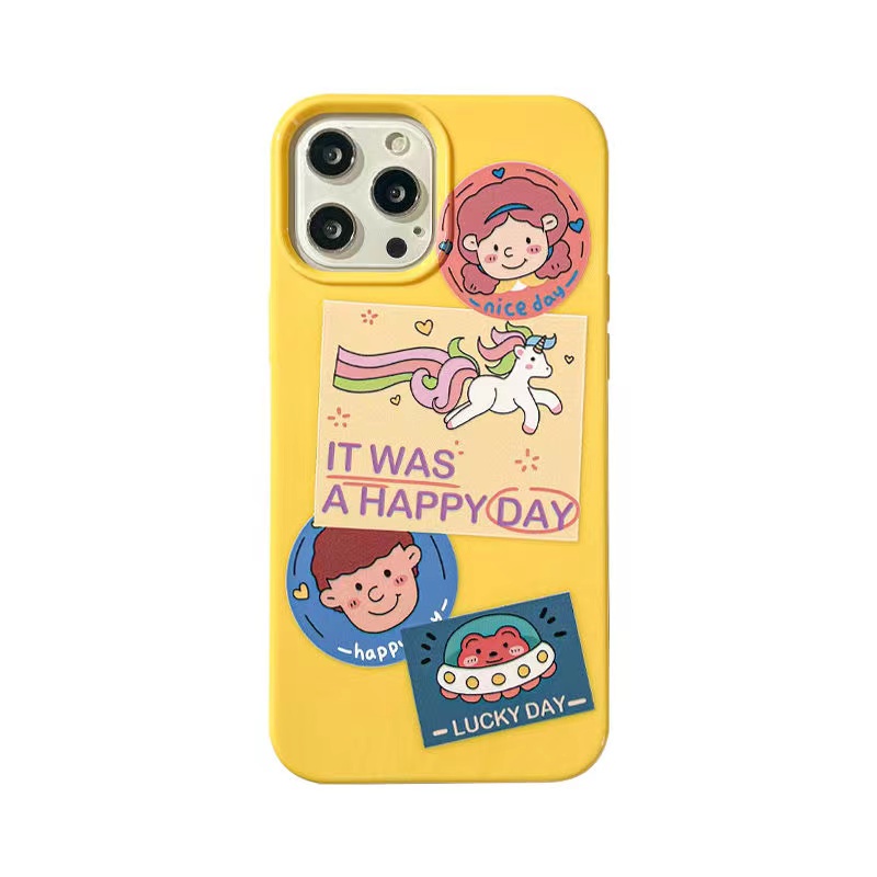 IPHONE Ins Motif Kuda Pelangi Cocok Untuk Iphone14 14pro 14plus 13 13mini 13pro 13prm iPhone12 7Plus 8Plus Xr XS 13 12mini Pro Max Empat Sudut Casing Ponsel Tahan Guncangan
