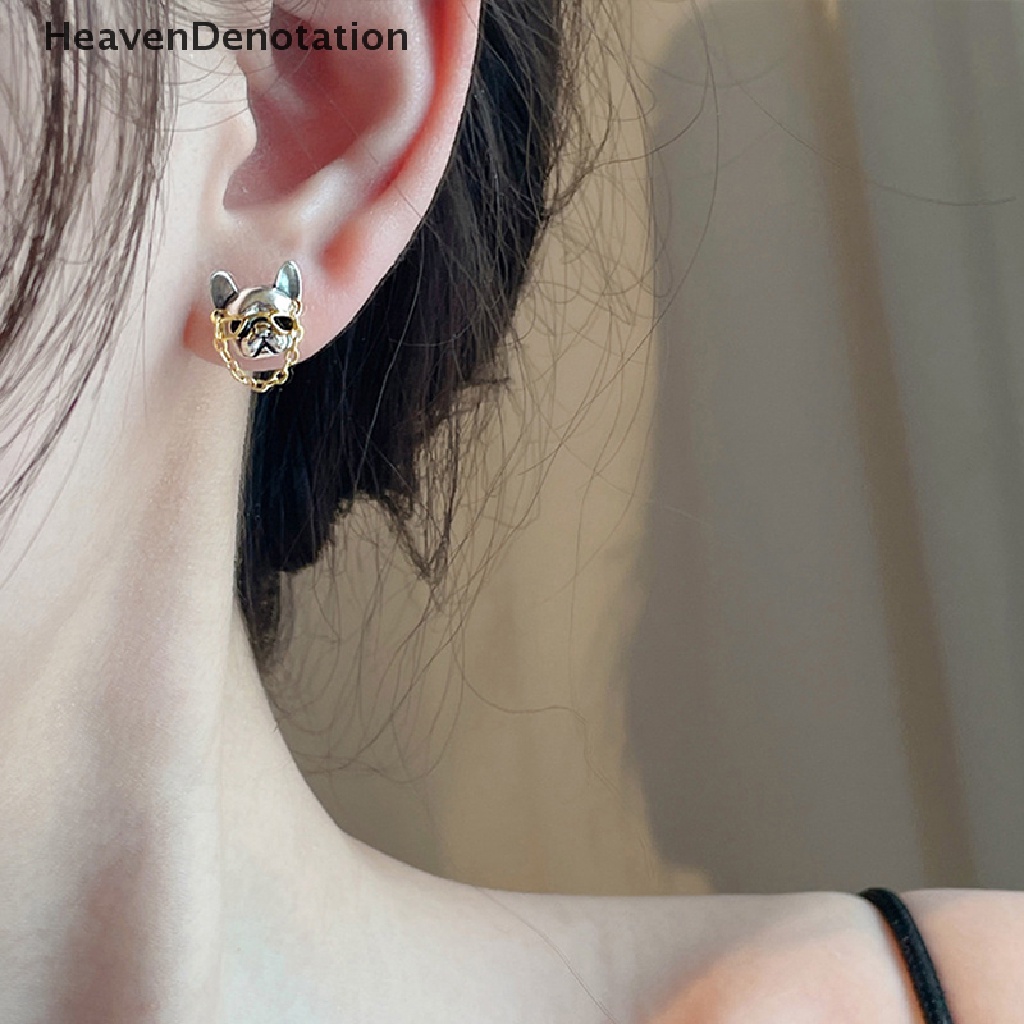 [HeavenDenotation] 1pasang Kreatif Gaya Hip Hop Lucu French Bulldog Stud Earrings Untuk Wanita Gadis Lucu Anting Pesta Perhiasan Hadiah HDV