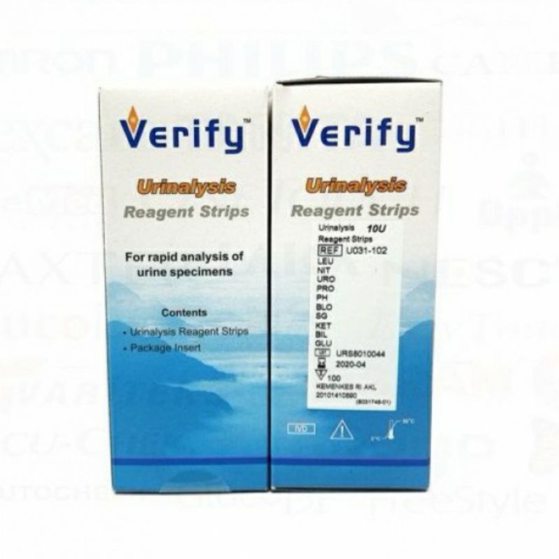 Tes Urine Verify / Urinalysis Reagent Strip / Strip Test Urine / Verify Urine 10 Parameter 100strip