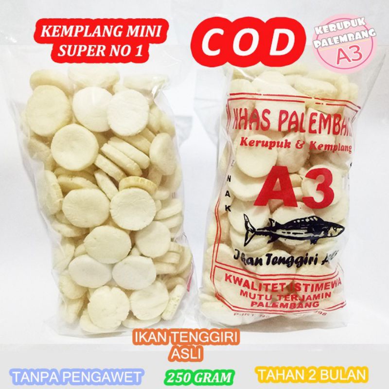 KERUPUK KEMPLANG MINI ASLI PALEMBANG MERK A3 KRUPUK IKAN TENGGIRI