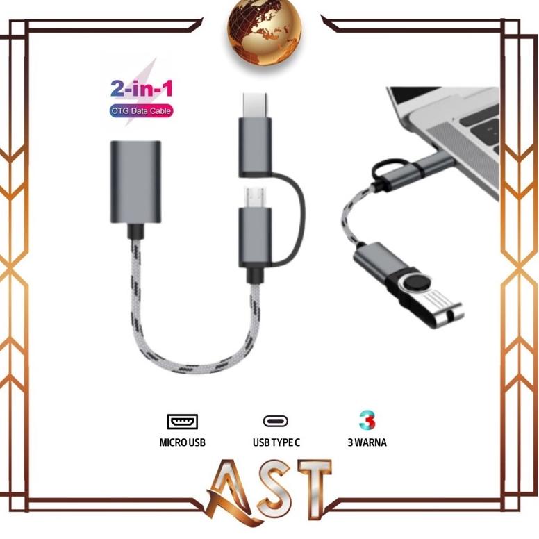 D86 Kabel OTG 2 in 1 Type C / Micro otg Multifungsi Bahan Besi Hight speed usb V8 & Tipe C 2in1 TERP