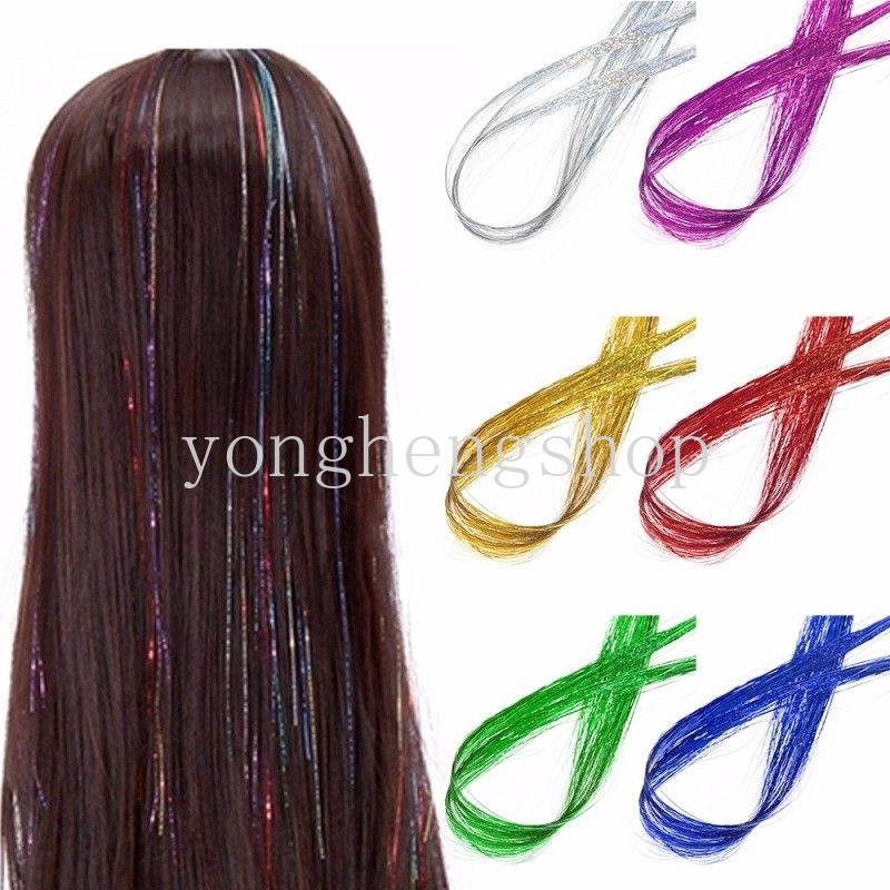 Extension Rambut Model Kepang Panjang 100cm Warna Pelangi Holografik Berkilau