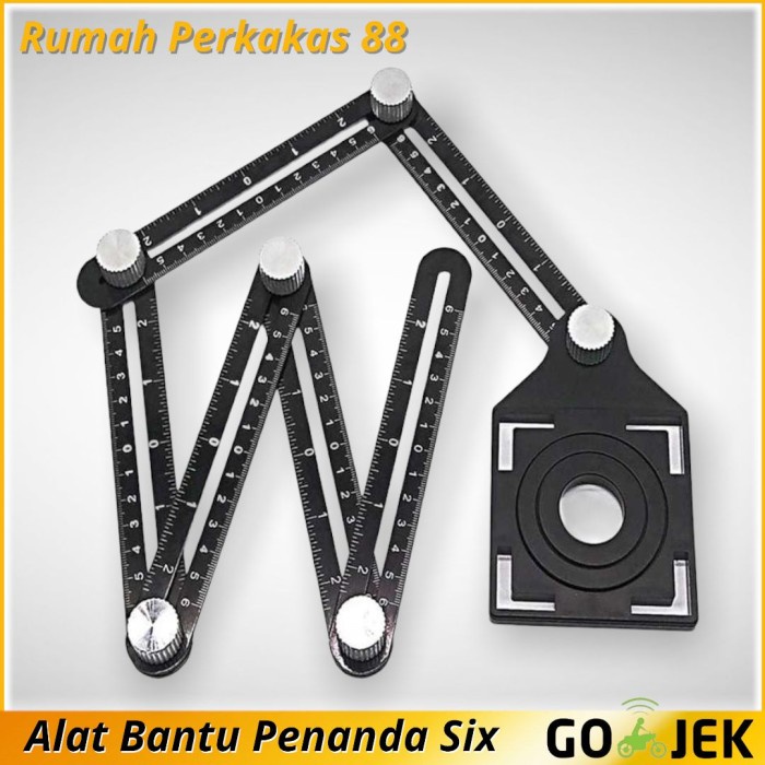 

BISA COD Pengaris Alat Bantu Penanda Lubang keramik Six Sided Ruler With Hole L