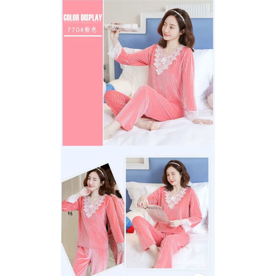 Baju tidur piyama bahan kaos import lengan panjang celana panjang ppkaos