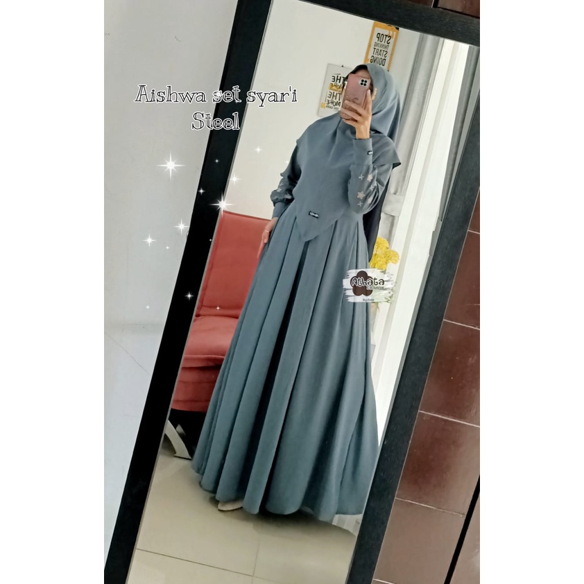 Gamis Athata Original Aishwa Set Syar'i/ Gamis Set Hijab
