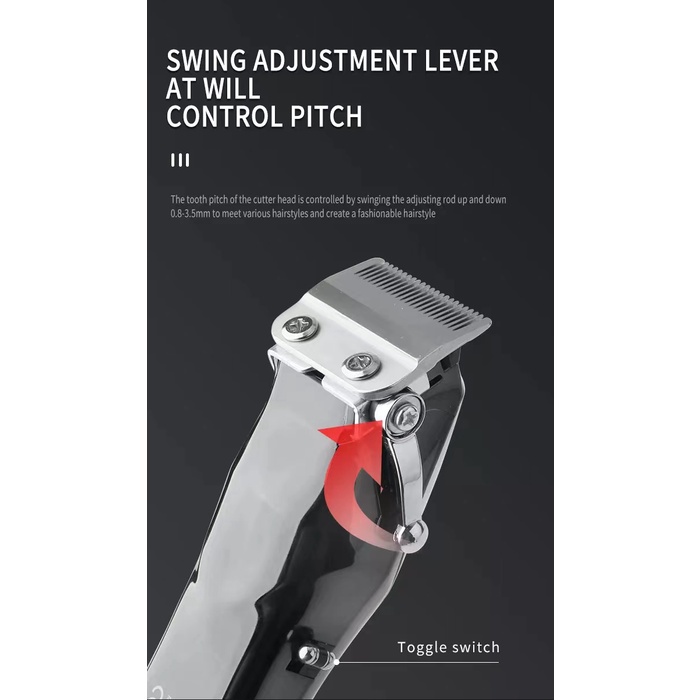 Clipper Kemei KM 2619 Alat Cukur Professional Pemangkas Rambut Isi Ulang Cas | Kemei KM-2619 Alat Cukur Rambut Profesional Tanpa Kabel Rechargeable Adjustable Dengan Layar LCD | Mesin Pencukur Rambut Tanpa Kabel | FMS