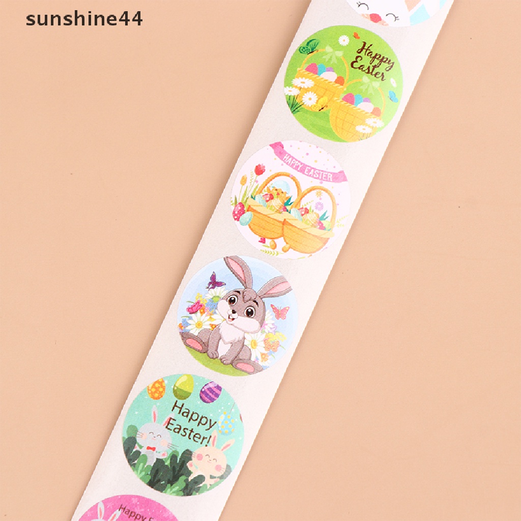 Sunshine 500Pcs/Roll 2.5cm Paskah Stiker Anak Happy Easter Bunny Kartun Sealing Labels ID