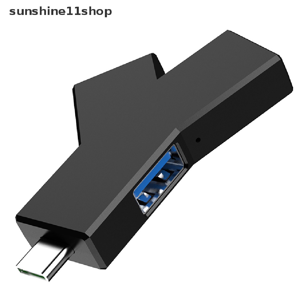 Sho 1Pc USB 3.0 Hub Mini Berbentuk Y 3-IN-1 Tipe-C3.1 3-Port Splitter Hub Expander N