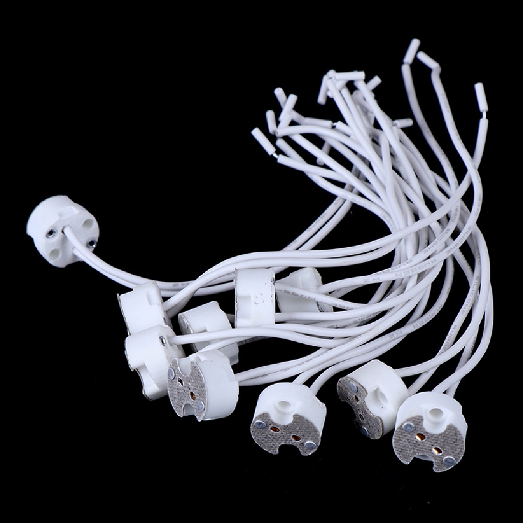 [Brightnessdin1] 1per5/10pcs MR16 GU5.3 base socket wire connector Lampu led Tempat Keramik  Butik