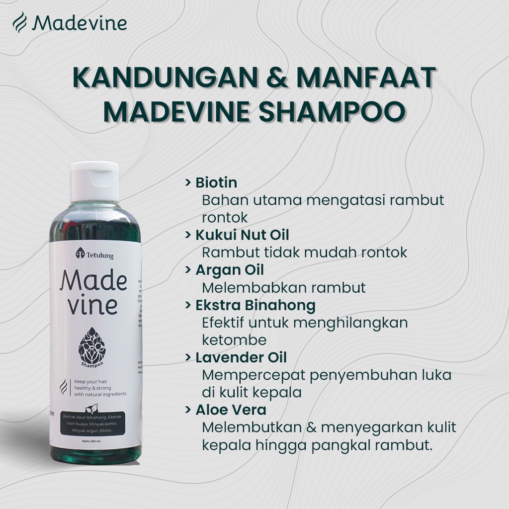 Madevine Shampoo - Shampoo Penumbuh Rambut &amp; Perawatan Rontok, Rusak, Bercabang | Sudah BPOM