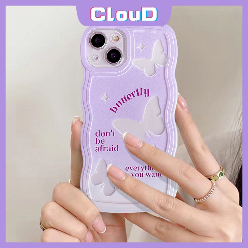 Romance Butterfly Soft Case Vivo Y17 Y35 Y22 Y11 Y12 Y15 Y30 Y16 Y91C Y21 Y91 Y55 Y22s V23E Y75 V21 V20 Y15s Y21s Y15A Y20 Y12s Y33s T1 Y11s Y12i Ungu Gradasi Penutup Tepi Bergelombang