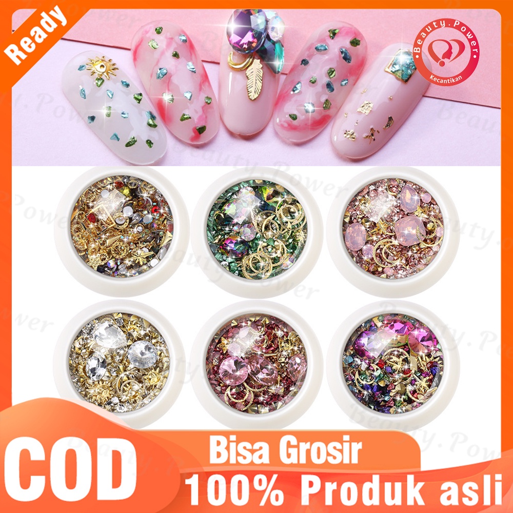 1 Kotak Kuku Rhinestone Aksesoris Kuku Kristal Untuk Kuku 3D Kuku Seni Hiasan Campuran Permata Membutuhkan Nail Art Diy