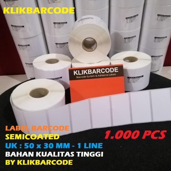 

MURAH MURAH Label barcode semicoated 5 x 3 cm - 50 x 30 mm,kualitas, isi 1000 pcs KLIKBARCODE - Putih FO MURAH