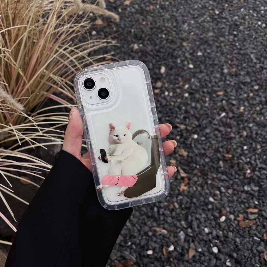 IPHONE Lembut Casing Ponsel Transparan Kompatibel Untuk Iphone14 13 11 12 Pro XS Max X XR 7 8 Plus Casing TPU Silikon Kucing Lucu Shockproof Cover