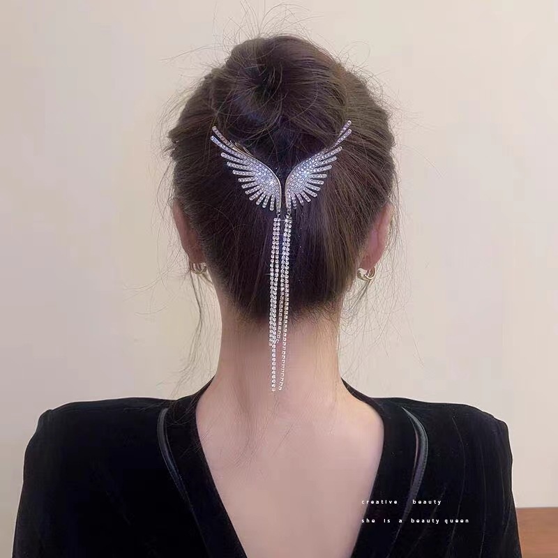 Korea Mutiara Berlian Imitasi Jumbai Jepit Rambut Fashion Logam Ponytail Hair Clip Wanita Aksesoris Rambut