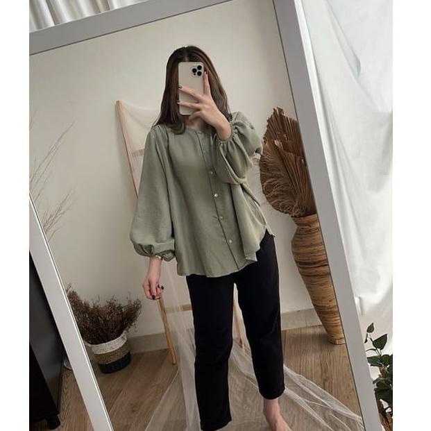 MURAH Atasan Cavella Blouse - Atasan Blouse Crinkle - Atasan Wanita - Kemeja Blouse - Kemeja Polos