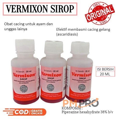 Vermixon 20 Ml Obat Sirup Cacingan / Segala Cacing ( Gilik Gelang Dansebagainya ) Pada Ayam  Bangkok
