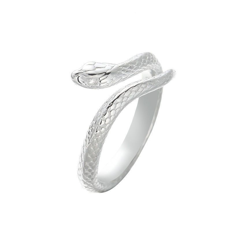 Lovely Snake Shape Open Ring Cincin Jari Adjustable Warna Silver Untuk Wanita Perhiasan Sederhana Hadiah Gadis
