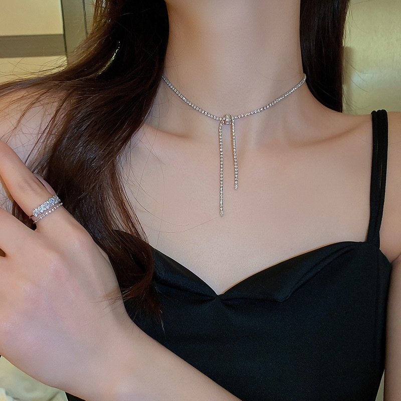 Fashion Kalung Rantai Kristal Untuk Wanita Mewah Zirkon Choker Perhiasan Aksesoris