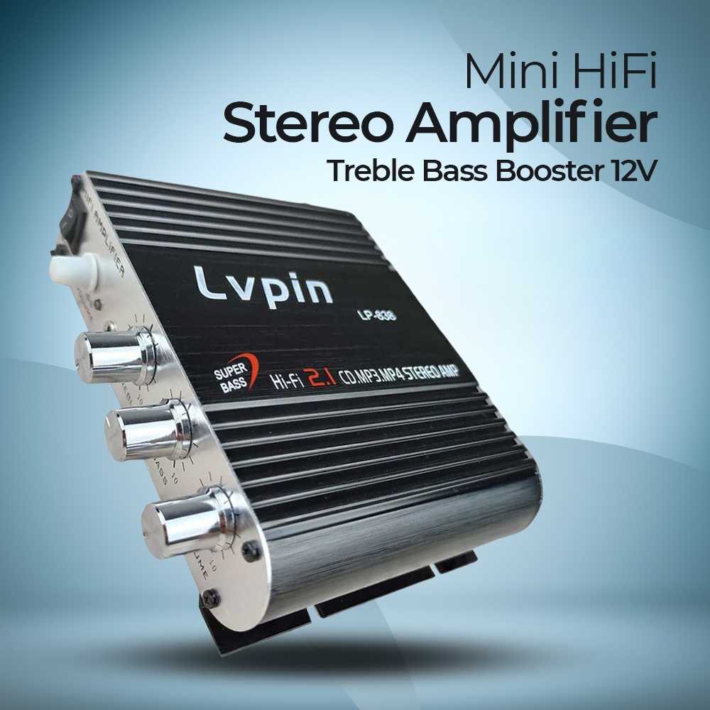 Mini HiFi Stereo Amplifier Treble Bass Booster 12V Ampli Kecil Audio Speaker Spiker Mixer Amplifer M