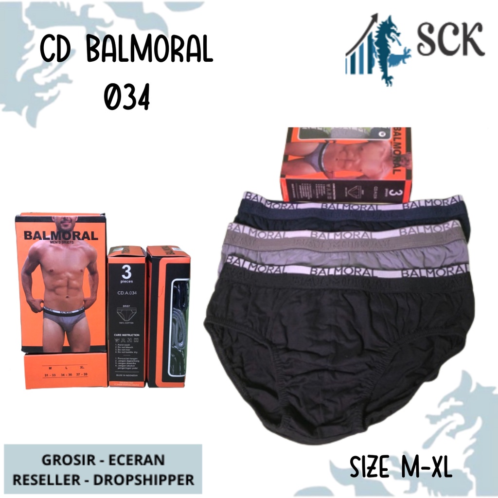 [ISI 3] CD Pria BALMORAL 034 Karet Boxer / Pakaian Dalam Cowok / Olahraga - sckmenwear GROSIR