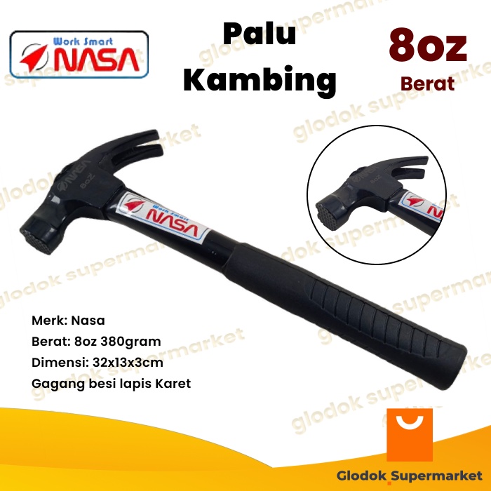 Palu Kambing Nasa 8oz Gagang Besi Lapis Karet