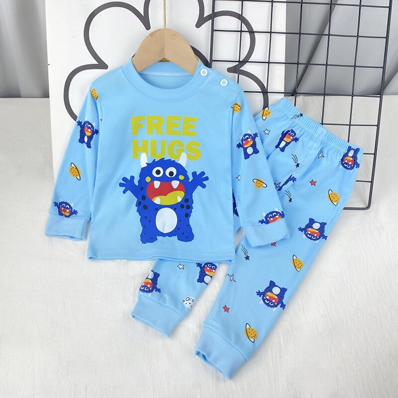 Setelan lengan panjang anak unisex lucu / baju setelan anak usia 0-2 tahun motif karakter import