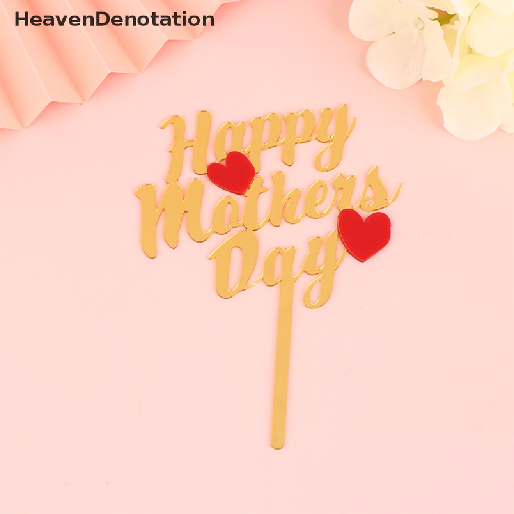 [HeavenDenotation] 1pc Mothers Day Cake Topper Love Rose Happy Mother's Day DIY Kartu Sisipan Kue HDV