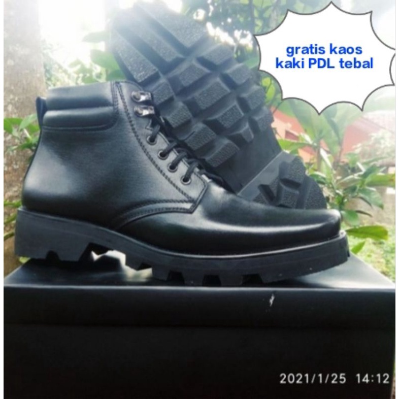 Sepatu pdh kulit tni polri security hitam doff dan kilap