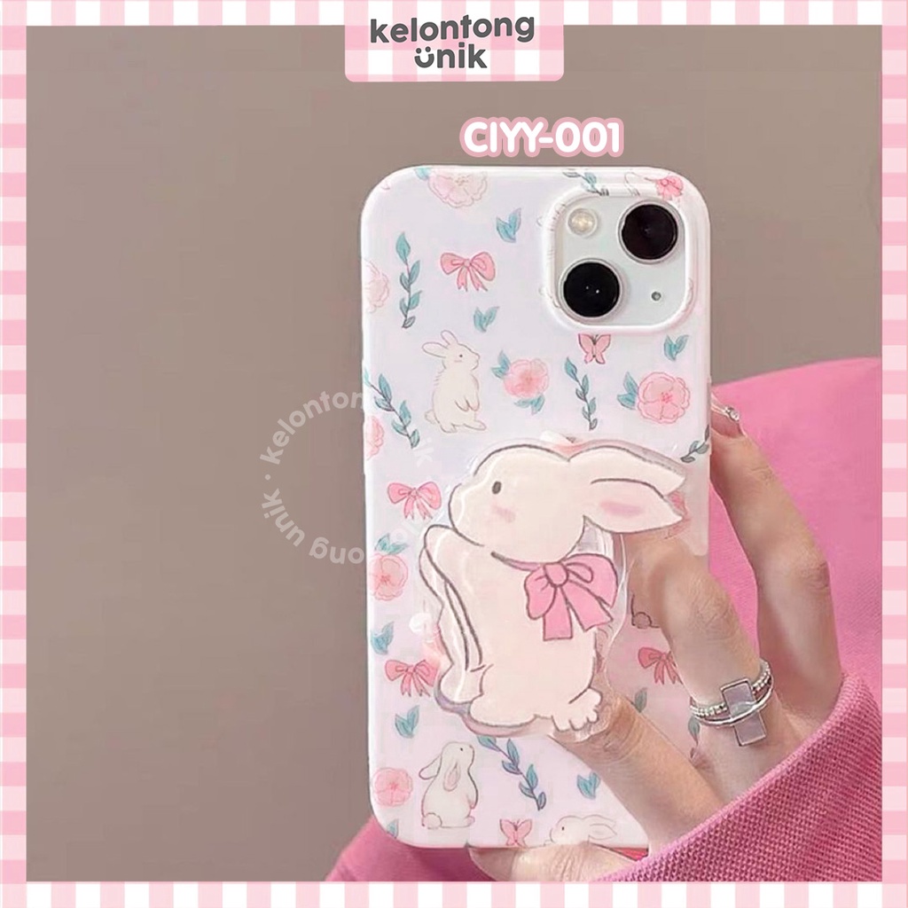 For iPhone - Bunny Shabby Chic Glossy Soft Case with Griptok