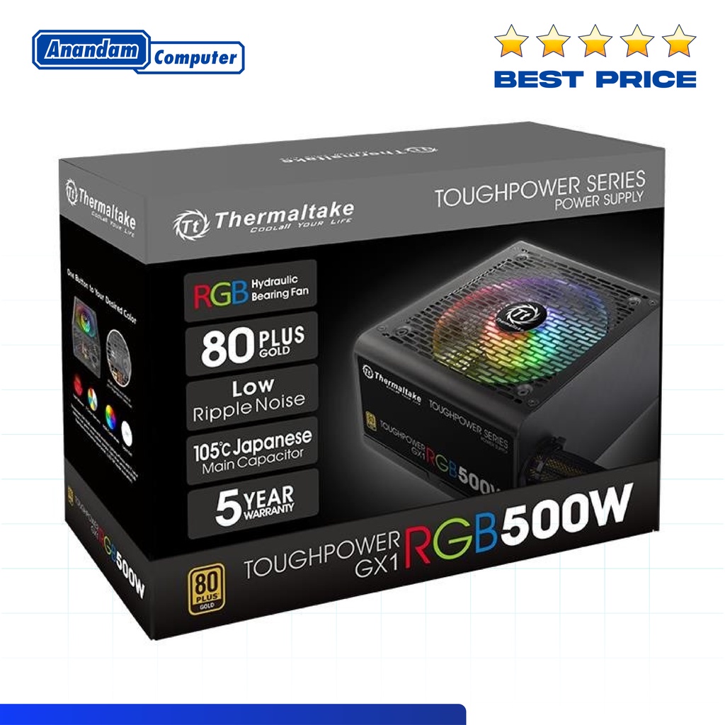 PSU Thermaltake ToughPower GX1 500w 80+ Gold RGB 500 watt Power Supply