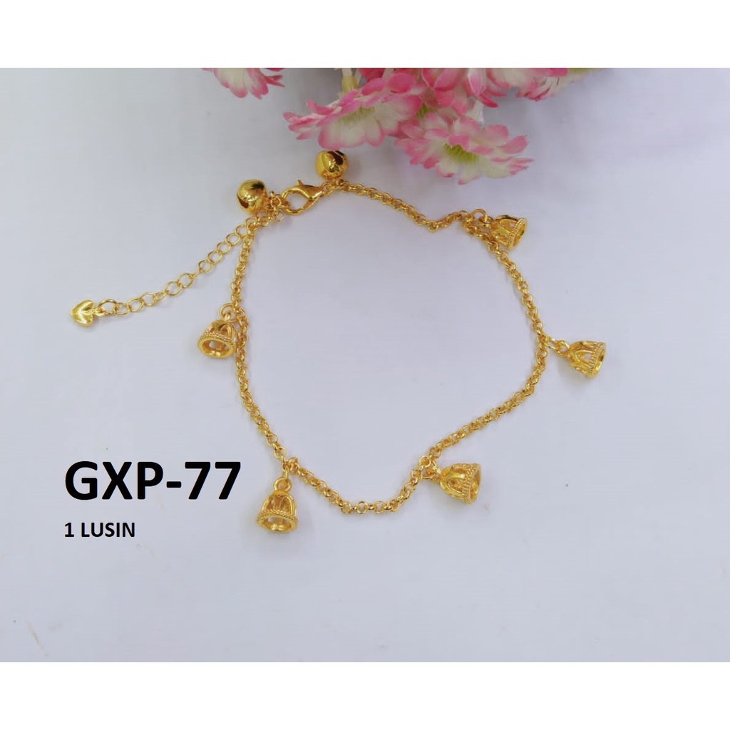 [1 LUSIN ISI 12] GELANG XP RANTAI EMAS GOLD LONCENG BELL TERMURAH / DUNIA GELANG TERBARU