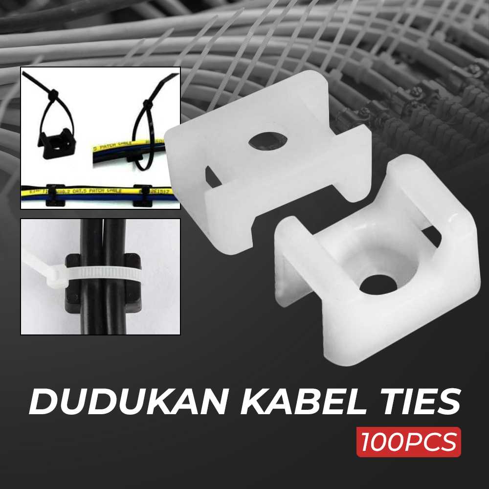 (BISA COD) FTIHSHP YUENG Dudukan Kabel Ties Tie Mount Cord Organizer 100PCS - HC-2S