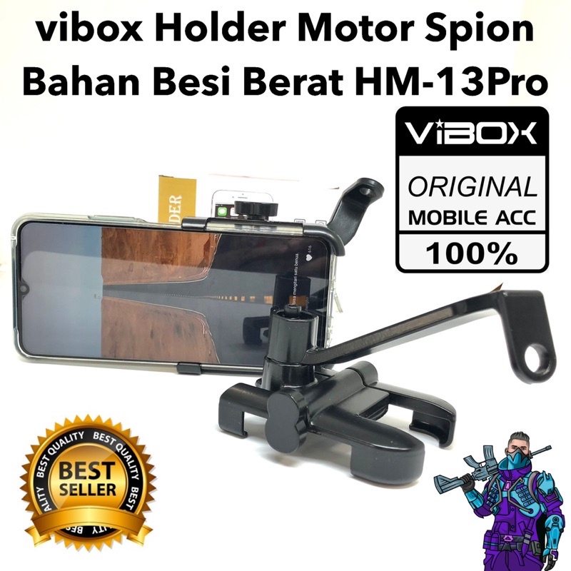 vibox Holder Motor C2+ Spion Bahan Besi Berat HM-13Pro universal semua ukuran hp muat ojek online BY SMOLL