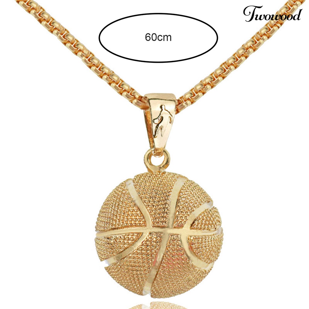 Twowood Pria Kalung Geometris Bulat Hollow Bola Memorial Electroplating Dress Up Stainless Steel Laki Basket Liontin Kalung Olahraga Perhiasan