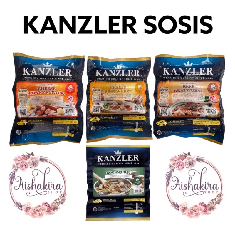 Kanzler sosis 360gram isi 5pcs| Bockwurst | cheese frankfurter | bratwurst | wiener | blackpaper