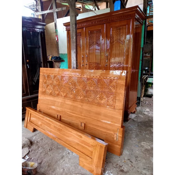 dipan minimalis full kayu jati