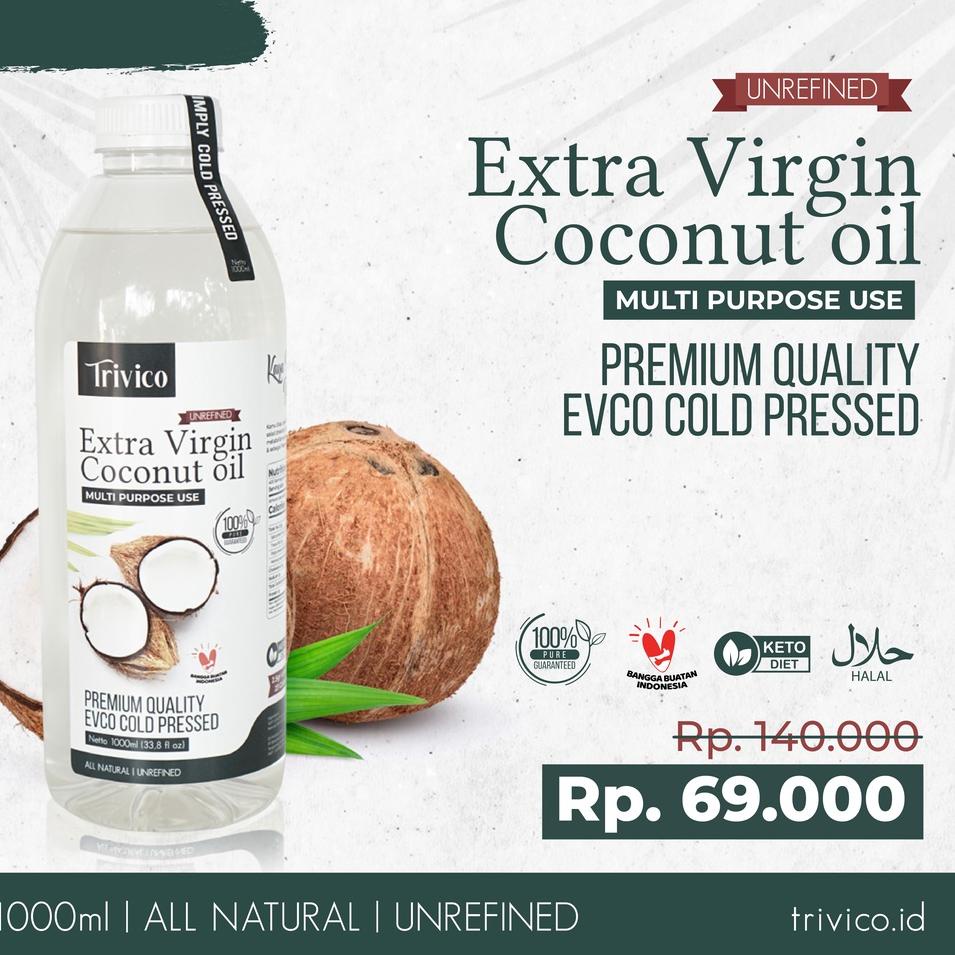 

✨MEN SALE✨ TRIVICO VCO PREMIUM / EVCO Virgin Coconut OIL 1 LITER / MINYAK KELAPA MURNI 100% / COCONUT OIL - 1LITER 1000ML murah