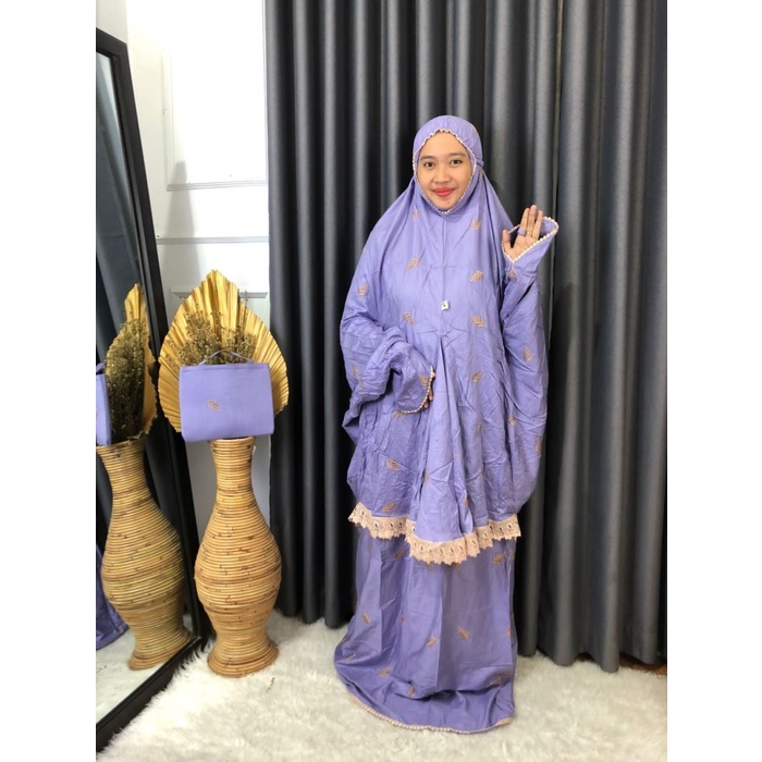MUKENA IHROM POTONGAN BERLENGAN RAYON BORDIR TERBARU DEWASA JUMBO - PINK