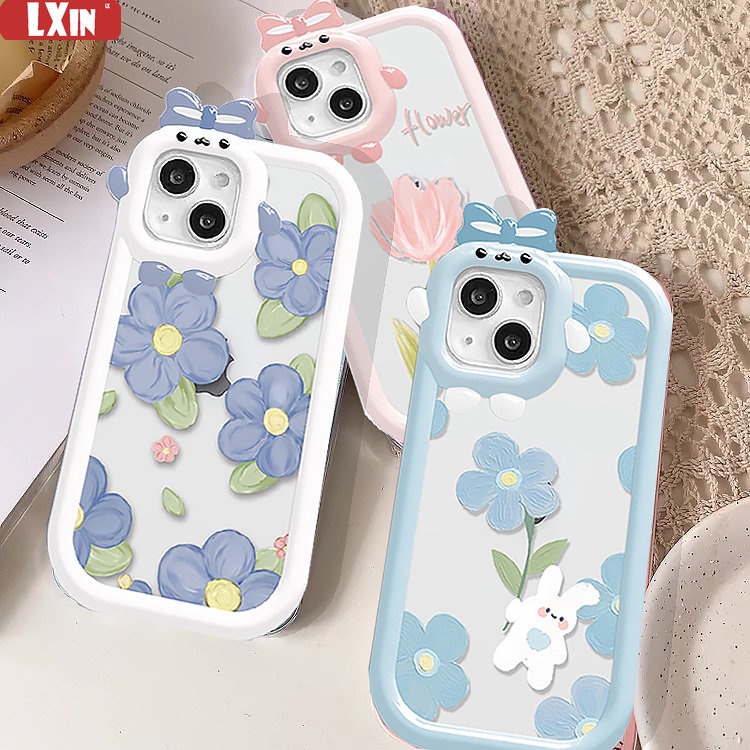 Casing Motif Kelinci Bunga Redmi 10C Redmi Note11 Pro 10A 9C 9A 10 9T 9 Note11S Note10 5G 10s Note9 Note8 Poco M5S X3 NFC M3 Pro Lensa Monster Motif Tulip Shockproof Clear Cover
