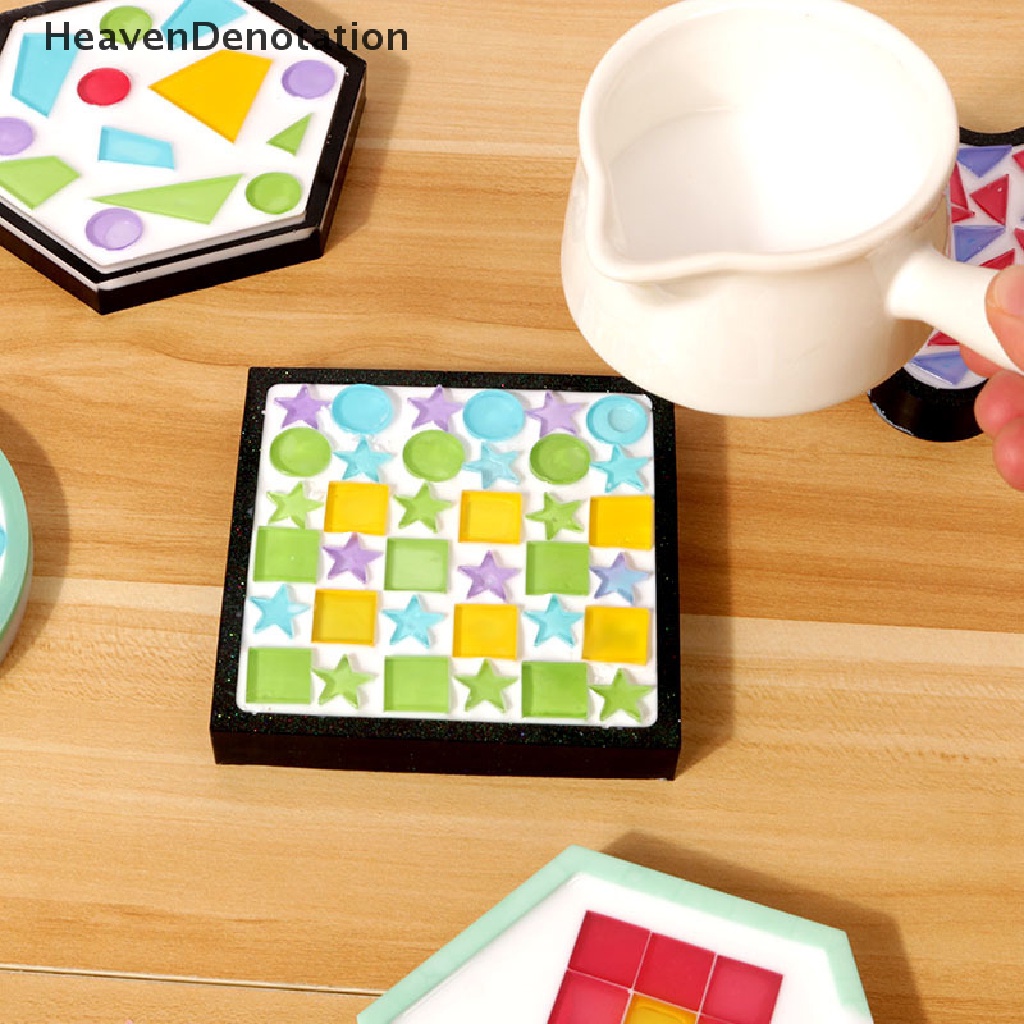 [HeavenDenotation] Mosaic Patch Mold Multi Style Untuk Epoxy Resin Making Coaster Cetakan Resin Silikon Coaster Cetakan Untuk Resin DIY Perhiasan Tray Mold HDV