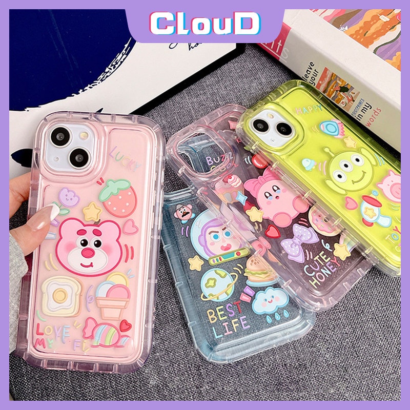 Kartun Strawberry Bear Case Untuk Redmi A1 9A 10A 9C NFC 9T Redmi10 Note11 9 11s 10 10s Note11 Note10 Note10 Note10s Note9 Lucu Kirby Manyo Lembut Tpu Airbag Shockproof Penutup Belakang