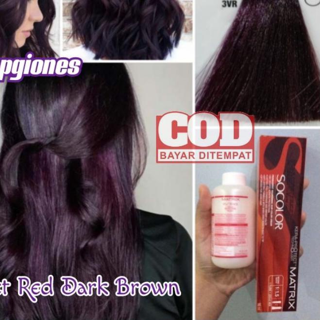 ➱ Cat Rambut Matrix Socolor 3.26 Violet dark Brown + Oxydant campuran ungu wonder spa keratin nutup 
