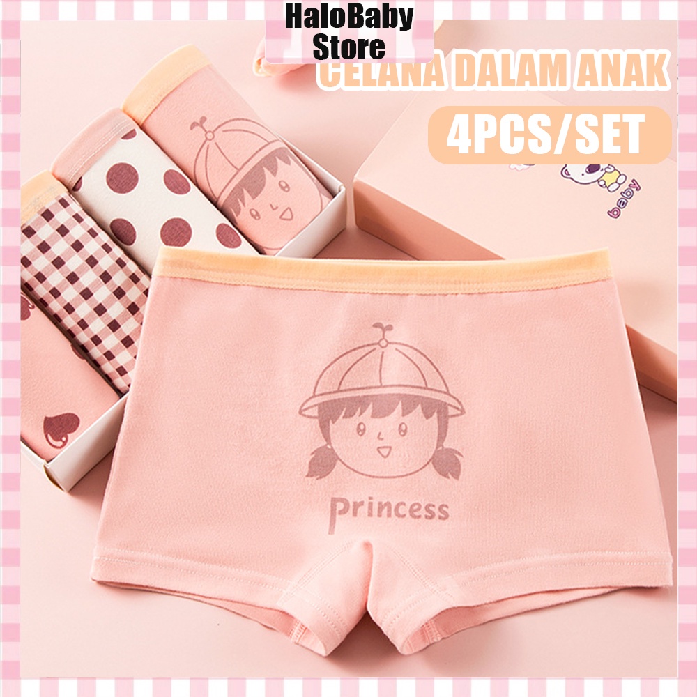 Halobaby Celana Dalam Anak Perempuan 4 in 1/Anak Perempuan Boxer/Celana Kolor Anak Perempuan