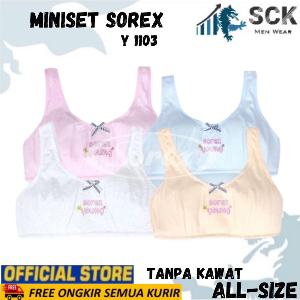 MINISET SOREX Y1103 Tanpa Kawat / Training BH Young 1103  Bahan Katun Lembut Nyaman/ Pakaian Dalam Anak Remaja ABG Perempuan - SCK